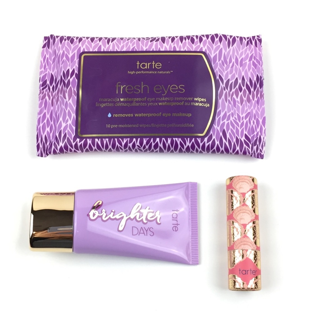 SOLD Tarte Bundle makeup wipes, lip, moisturizer